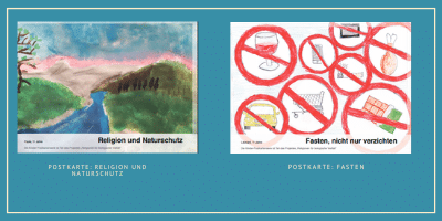 Postkarte Religion und Naturschutz. Postkarte Fasten