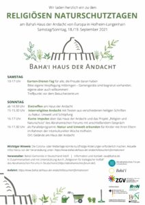 Hofheim: Interreligiöse Andacht zu Natur, Umwelt und Schöpfung @ Bahai Haus der Andacht