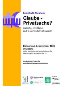 Glaube -Privatsache? - Ein Talk im Cafe Abraham @ Ev. Gemeindezentrum Wilhelmskirche Bad Nauheim